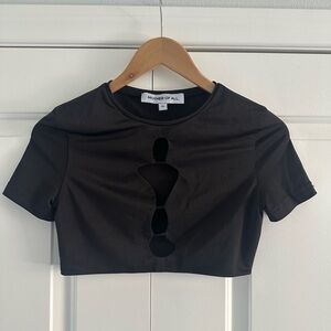 Mother Of All Black Cut-Out Crop Top XS MOA Revolve
